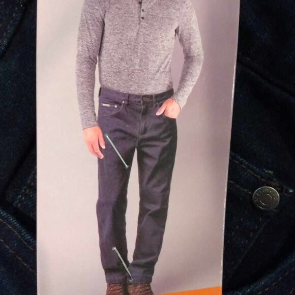 Mens Fleece Lined Stretch Denim - Picture 1 of 5